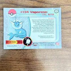 Vaporeon Foil Topps ChromePokemon TV Animation Edition Series 3 #134 1995 - Image 3