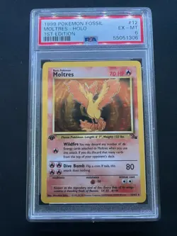 1999 Pokemon Fossil 1st Edition Moltres Holo PSA 6 - Image 1