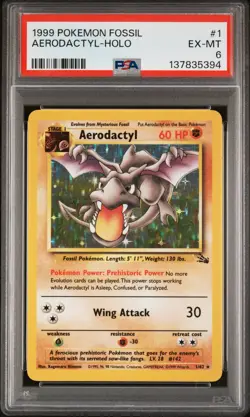 1999 POKEMON FOSSIL #1 AERODACTYL-HOLO PSA 6 - Image 1