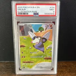 2025 Pokemon BLK EN Drilbur Illustration Rare #124 PSA 9 MINT - Image 1