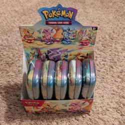 Pokemon Prismatic Evolutions 2 Pack Mini Tin Lot of 5 Tins (5 Arts) with Display - Image 5
