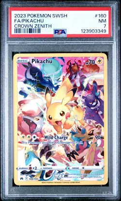 2023 POKEMON SWORD & SHIELD CROWN ZENITH #160 FULL ART/PIKACHU PSA 7 - Image 1