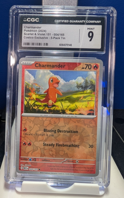 Charmander 004/165 Pokemon S/V 151 Costco Exclusive Holo Promo CGC 9 Mint - Image 1