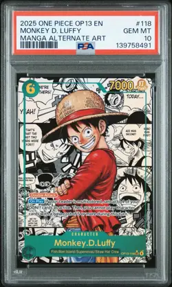 2025 One Piece English Monkey.D.Luffy OP13-118 Manga PSA 10 - Image 1