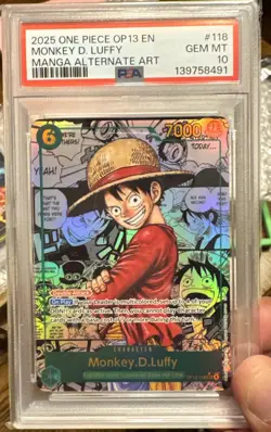 2025 One Piece English Monkey.D.Luffy OP13-118 Manga PSA 10 - Image 2