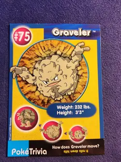 Pokemon - 1999 Burger King PokeTrivia Promo Card - Graveler #75 LP - Image 1