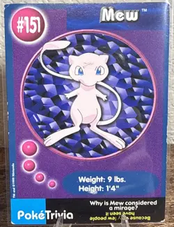 Mew #151 Pokemon TCG Burger King Promo PokeTrivia Trading Card Vintage HP - Image 1