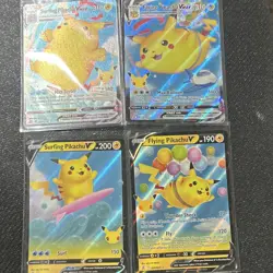 Pokemon TCG Celebrations Holo Lot 4 Cards Flying Pikachu VMAX Surfing Pikachu V - Image 1