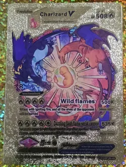 Charizard V HP508 Wild Flames Gold Foil Fan Art Card Mint - Image 1