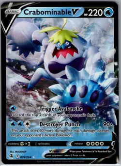 Crabominable V 076/264 - Pokemon SWSH08: Fusion Strike - Ultra Rare Holo (NM) - Image 1