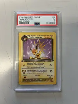 Pokemon Dark Jolteon TCG 1st Edition Card 38/82 PSA 5 EX - Image 1