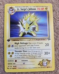 Lt. Surge's Jolteon 28/132 Gym Challenge 1st Edition Rare Pokemon Card WOTC - Image 1