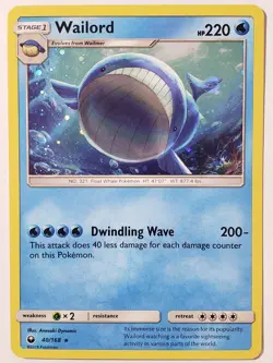 COSMOS HOLO Wailord 40/168 PL - EXCLUSIVE VARIANT Celestial Storm Pokemon Card - Image 1