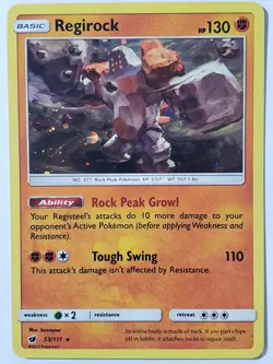 COSMOS HOLO Regirock 53/111 - SWIRL - EXCLUSIVE Crimson Invasion Pokemon Card - Image 1