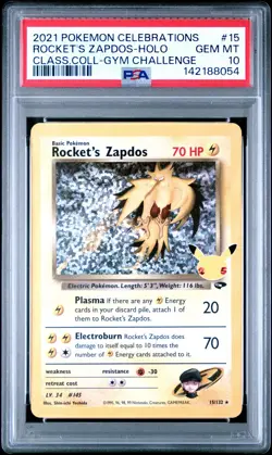 PSA 10 Rocket's Zapdos 15/132 Celebrations 25th Holo Pokemon Card - Gem Mint - Image 3