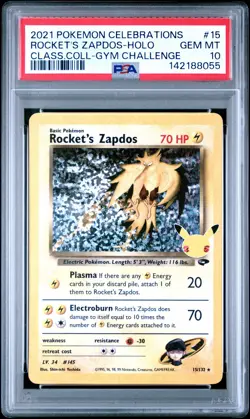 PSA 10 Rocket's Zapdos 15/132 Celebrations 25th Holo Pokemon Card - Gem Mint - Image 5