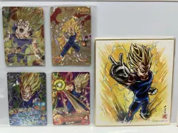 Super Dragon Ball Heroes Majin Vegeta 4 Card Lot + Shikishi Set H7-15 HJ7-CP2 - Image 1