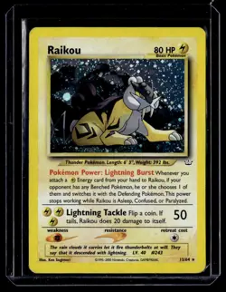 Raikou 13/64 Holo Rare Neo Revelation Pokemon Card 2000 WOTC Unlimited - Image 1