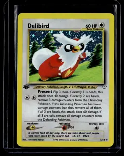 Delibird 5/64 1st Edition Holo Neo Revelation English Pokemon Card WoTC - Image 1
