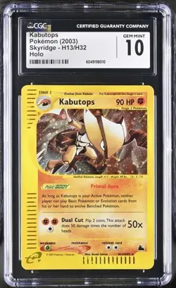 CGC 10 Kabutops Holo H13/H32 Skyridge Pokemon Card 2003 E-Reader WoTC - Image 1