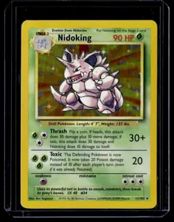 Nidoking 11/102 Rare Base Set Holo Pokemon Card 1999 - Image 1