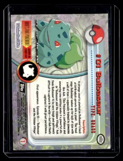BULBASAUR #01, Series 1 - 2000, Topps TV Animation Edition Chrome Pokemon Card - Image 2