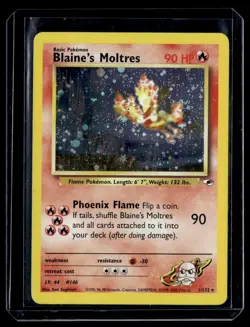 Blaine's Moltres 001/132 Gym Heroes Unlimited Holo Pokemon Card 2000 WoTC - Image 1
