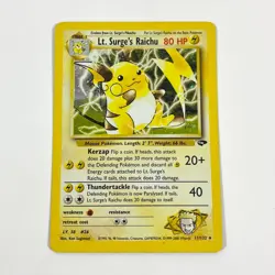 Pokemon Lt. Surge's Raichu 11/132 Gym Challenge Holo MP - Image 1