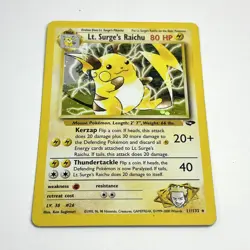 Pokemon Lt. Surge's Raichu 11/132 Gym Challenge Holo MP - Image 2