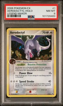 2006 POKEMON EX LEGEND MAKER AERODACTYL #1 HOLO FOIL PSA 8 NM #101728469 - Image 1