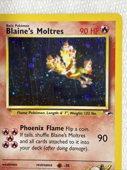 2000 Pokemon Gym Heroes Blaine’s Moltres Holo 1/132 Free Shipping - Image 2