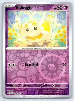 Pokemon SV: Paldean Fates Fidough Common (PAF) Reverse Holo 038/091 NM - Image 1
