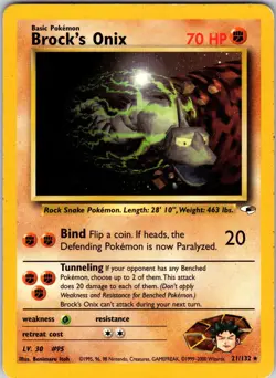 Brock's Onix (21) 021/132 Gym Heroes Pokemon MP Unlimited non holo - Image 1