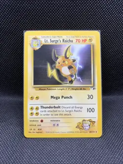 Pokemon Lt. Surge's Raichu 28/132 - Gym Heroes - Rare - LP 2000 Vintage WotC - Image 1