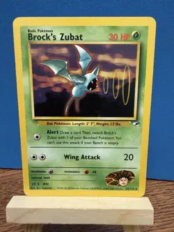 Pokemon TCG Brock’s Zubat 24/132 Gym Heroes Unlimited Rare WOTC Vintage Card - Image 1