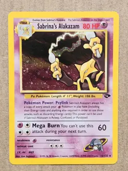 Sabrina's Alakazam 16/132 Gym Challenge Holo Rare Pokemon TCG - Image 1