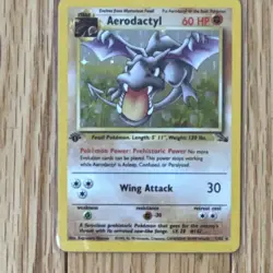 Pokemon Aerodactyl Fossil Holo Rare 1st Edition 60 HP 1/62 English Card - Image 1