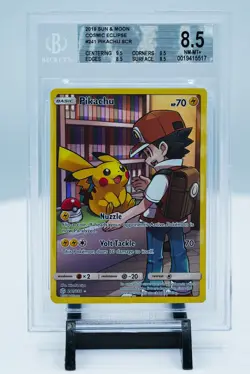 2019 POKEMON SUN & MOON COSMIC ECLIPSE SECRET #241 FULL ART/PIKACHU 236 PSA 9 - Image 1