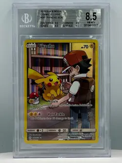 2019 POKEMON SUN & MOON COSMIC ECLIPSE SECRET #241 FULL ART/PIKACHU 236 PSA 9 - Image 3