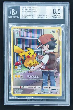 2019 POKEMON SUN & MOON COSMIC ECLIPSE SECRET #241 FULL ART/PIKACHU 236 PSA 9 - Image 5