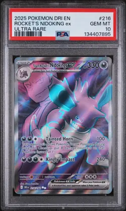 2025 POKEMON DRI EN-DESTINED RIVALS #216 ROCKET'S NIDOKING EX ULTRA RARE - Image 1