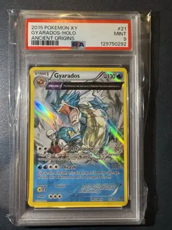 2015 POKEMON XY ANCIENT ORIGINS #21 GYARADOS-HOLO ANCIENT ORIGINS PSA 9 - Image 1