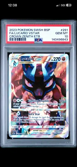 2023 POKEMON SWSH BLACK STAR PROMO #291 FULL ART/LUCARIO VSTAR PSA 10 - Image 1