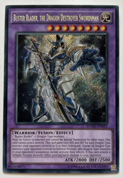YuGiOh Buster Blader, the Dragon Destroyer Swordsman BOSH-EN045 Secret Rare - Image 1