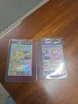Leafeon and Espeon Stamped Prismatic Evolutions Promo Pokemon Card - Image 1