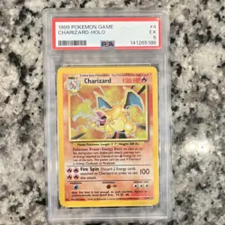 Pokemon Charizard Holo Rare 1999 Base Set #4/102 PSA 5 Wizards of the Coast - Image 1