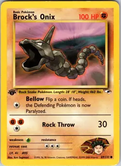 Brock's Onix (69) 069/132 Gym Heroes Pokemon MP 1st Edition - Image 1