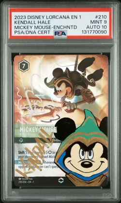 2023 DISNEY LORCANA KENDALL HALE 210/204 MICKEY MOUSE ENCHANTED PSA 10 AUTO 9 - Image 1