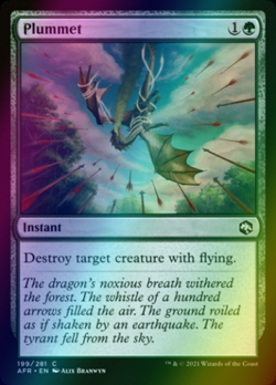 x1 Plummet AFR MTG 199/281 FOIL COMMON M/NM 1x - Image 1