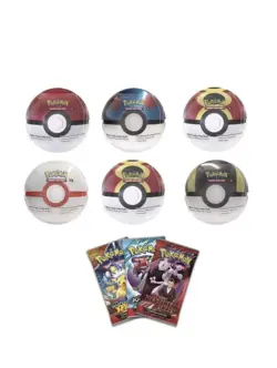 Pokemon TCG Costco 6 Pokeball Tin Bundle 18 Booster Packs Factory Sealed IN HAND - Image 2